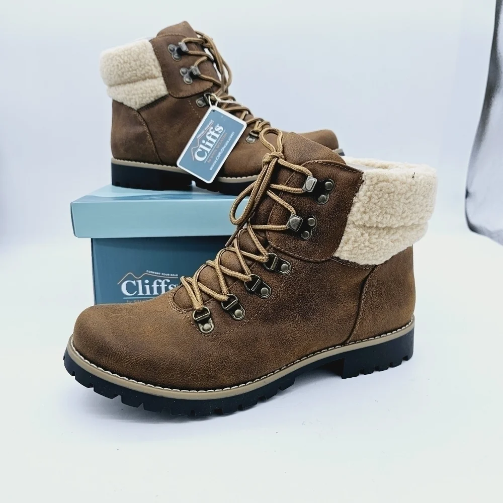 Cliffs by White Mountain Brown Faux Suede Fleece Pathfield Winter Hiker … - Picture 13 of 13